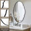 Miroir de salle de bain ovale contemporain Cadre en acier inoxydable-711187951-708915422