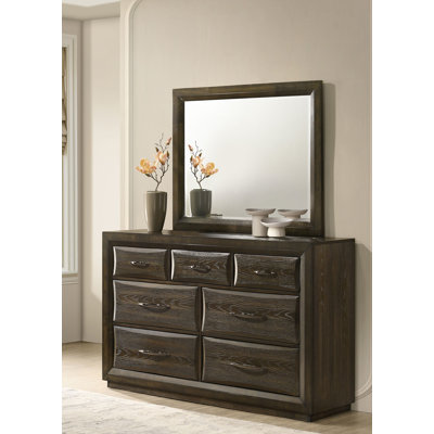 Commode transitionnelle avec miroir 63,40 ", chêne foncé