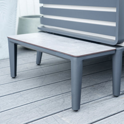 2-Piece Patio Aluminum Rectangular Side Tables