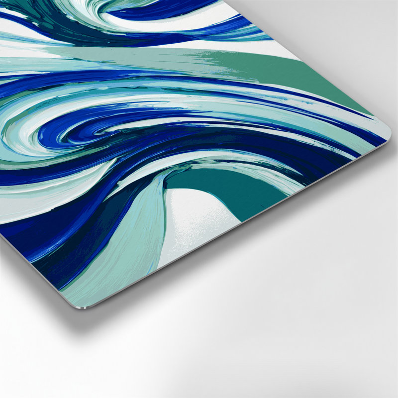 «Lyrical Abstraction 17», art mural en métal bleu, H 24 po x l 36 po