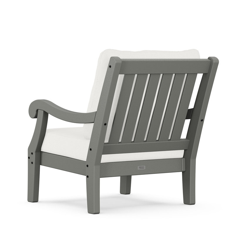POLYWOOD x Birch Lane Verlyn 4-Piece Deep Seating Set with Sofa, Natural Linen Cushion/Slate Gray Frame