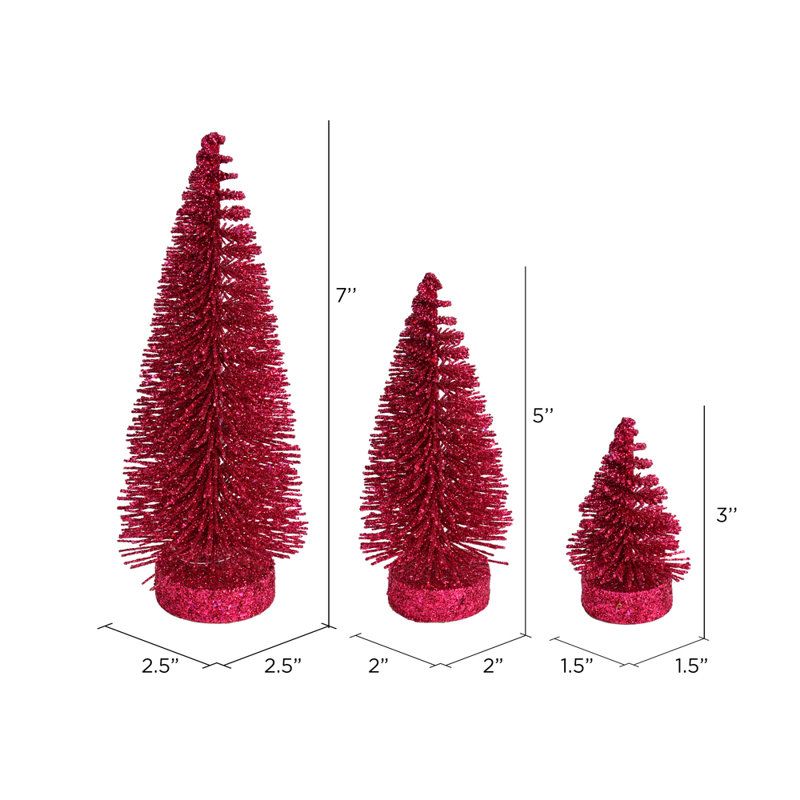 Ensemble de 3 arbres de Noël artificiels en forme de pin 3 à 5 à 7 po, 3 pièces