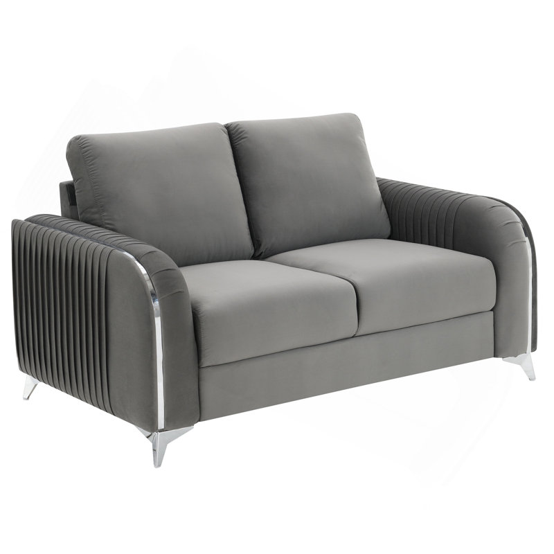 Causeuse en velours gris Wenona