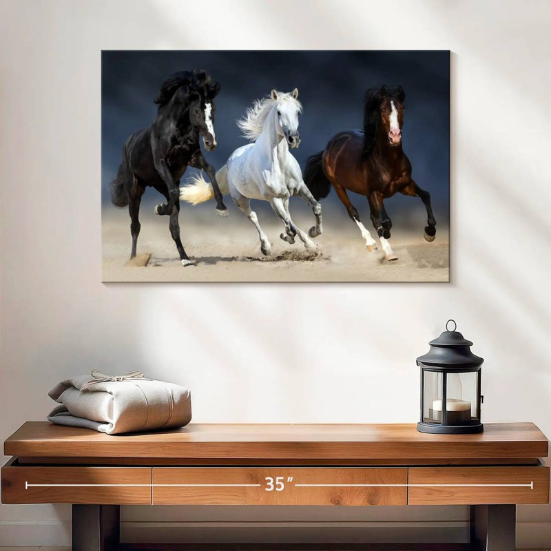 Trois chevaux ludiques Brampt, H 16 po x l 24 po