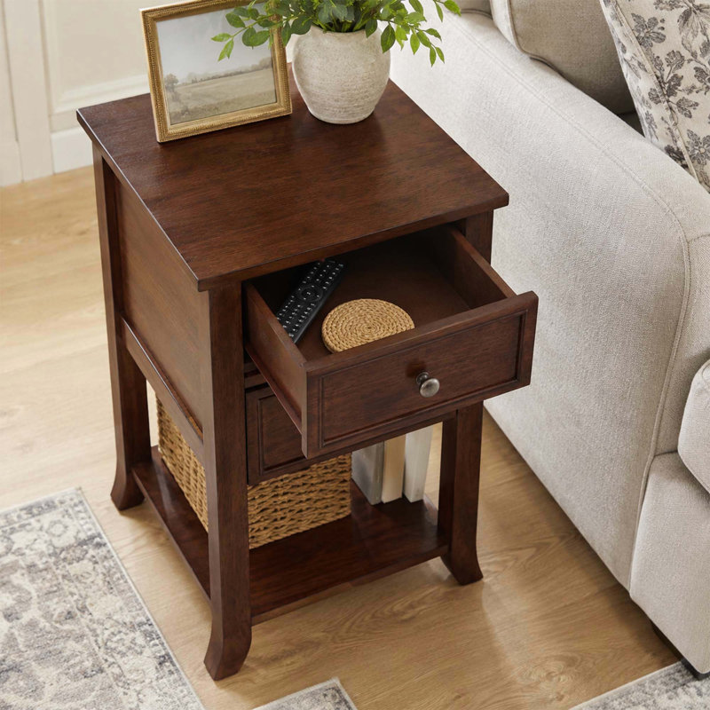 Manhattan 2 Drawer End Table with Shelf, Espresso