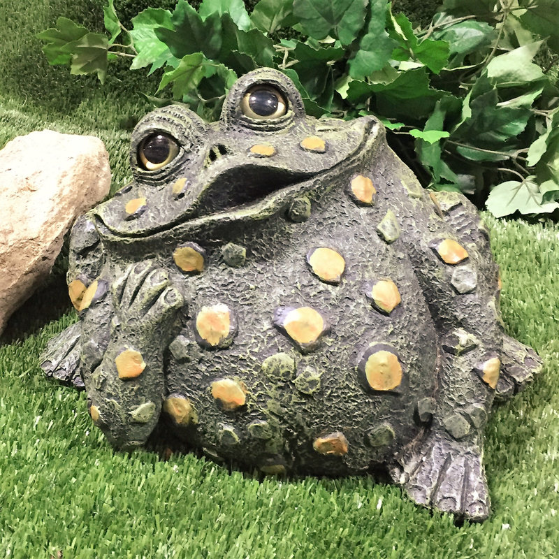 Statue de jardin fantaisiste crapaud «Dreamer», Vert naturel, H 9,25 po x l 14 po x P 10,75 po - très grand
