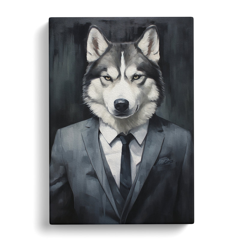 Husky in a Suit Painting - Wrapped Canvas, 60cm H x 40cm W x 3cm D