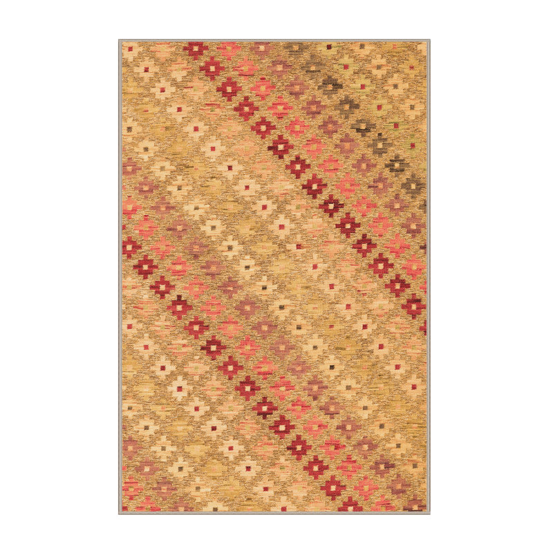 Tapis orange en chenille tissé à la machine Sirvon, Rectangle 8 pi x 10 pi