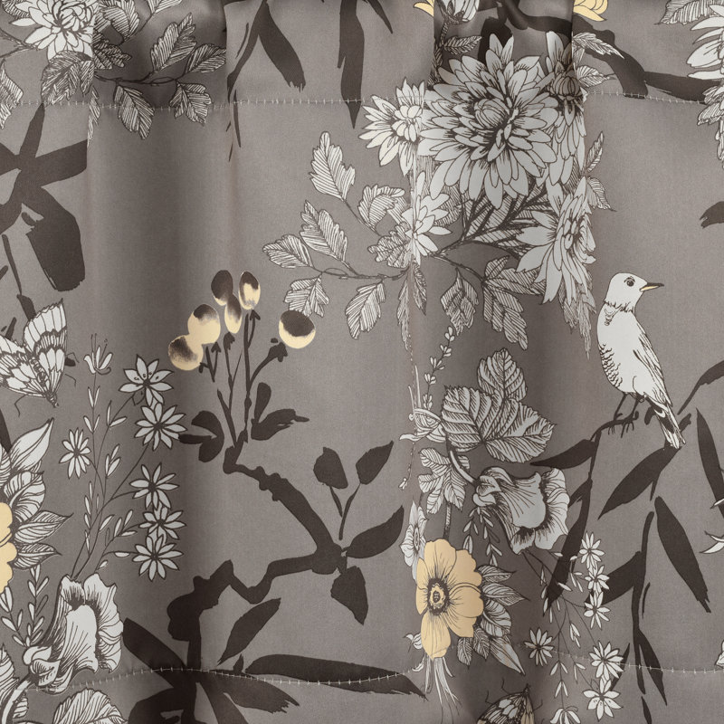 Gray Floral Botanical Garden Light Filtering Window Valance
