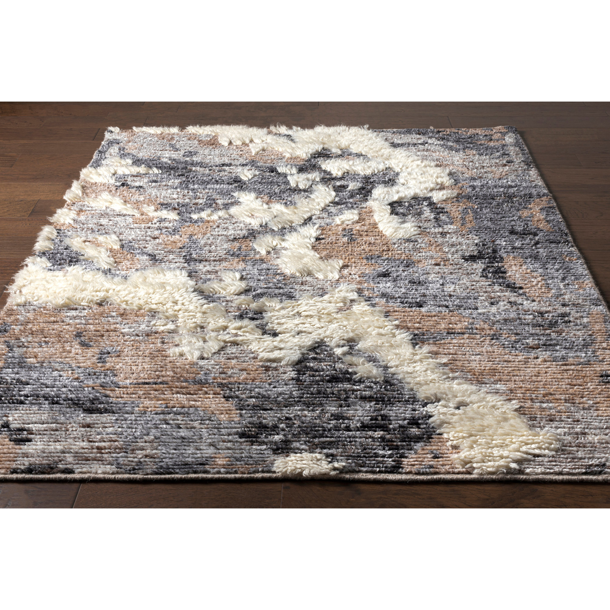Zubi Handmade Gray/Cream/Brown Rug, Rectangle 8' x 10'