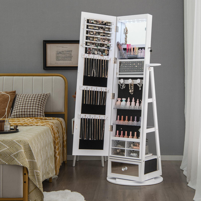 Armoire pour bijoux sur pied 22 po Thema, Blanc
