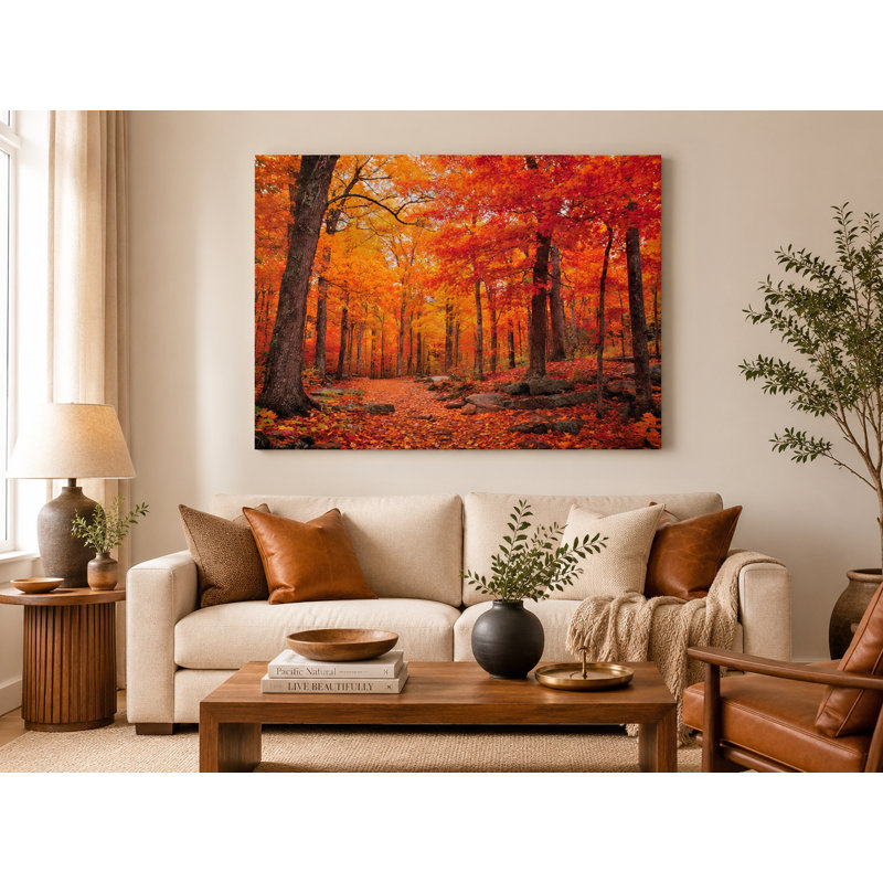 «Autumn Forest Path», reproduction d'art sur toile tendue, H 36 po x l 48 po