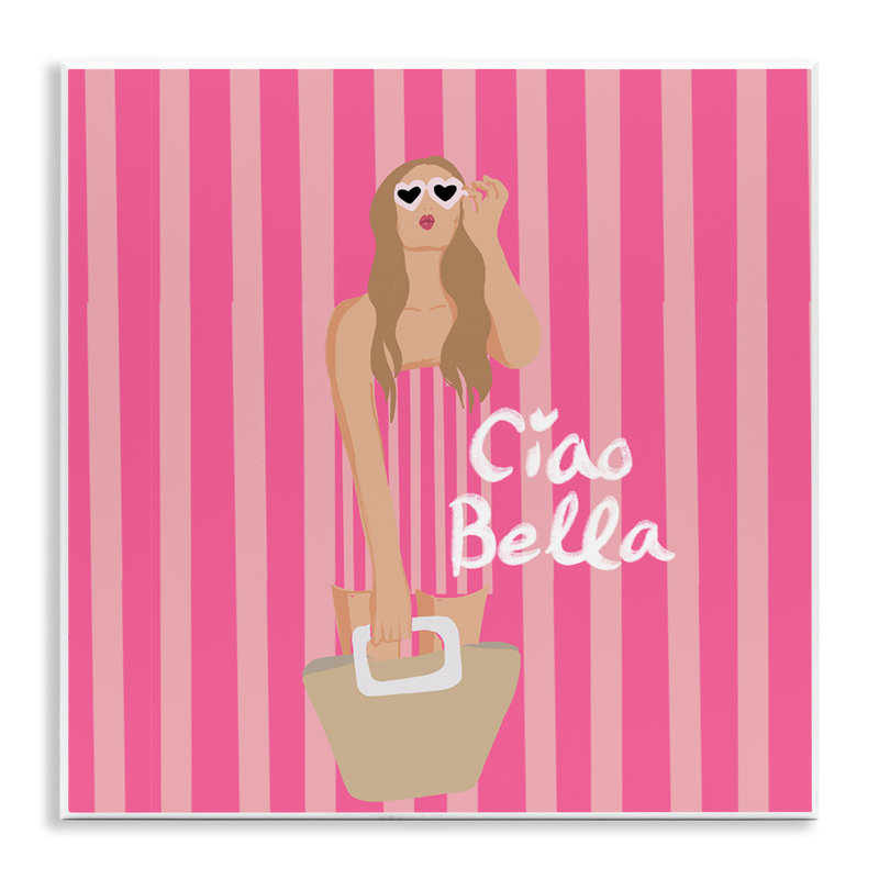 Plaque murale rose rayée Glam Girl, design par Chen Alyesh