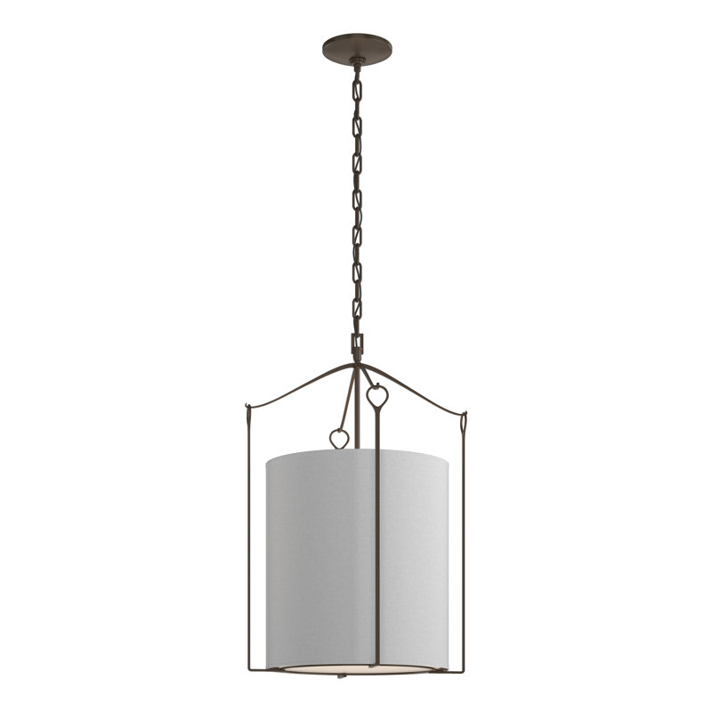 Luminaire suspendu cylindrique 3 lumières Bow, Graine de lin, Bronze