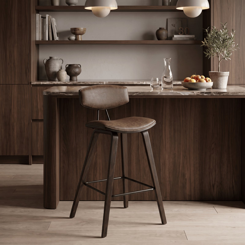 36 po Whiddon Tabouret de bar en bois brun foncé H, Marron foncé, 36"
