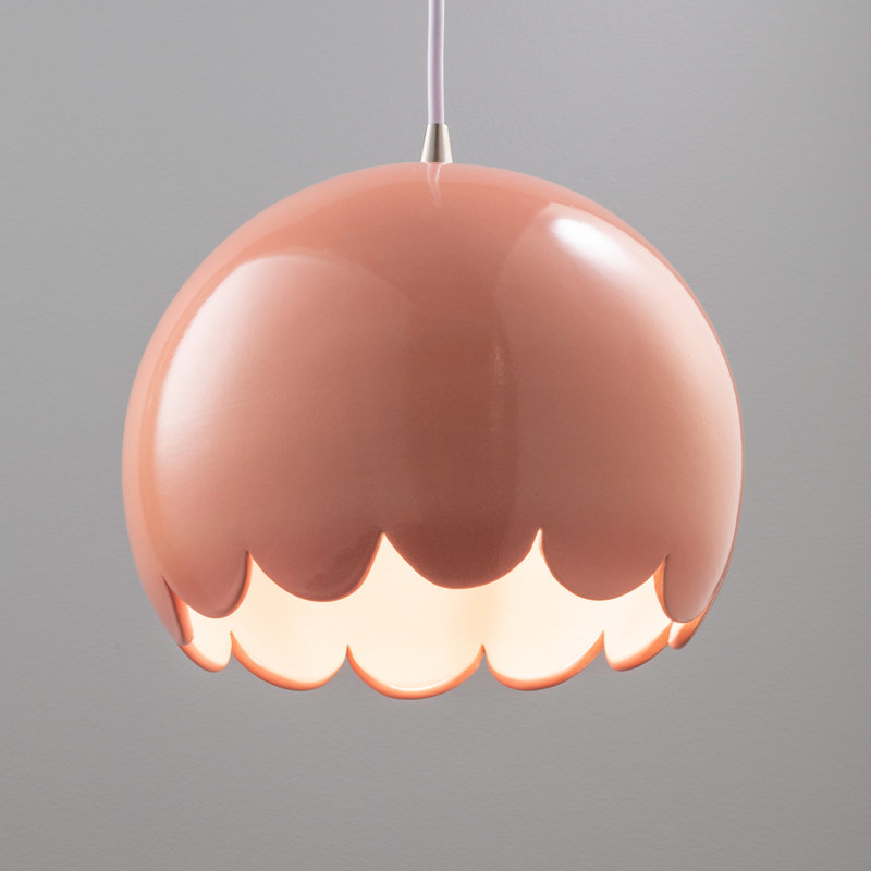 Cerra 1 - Light Scallo Pendant - LED Integrated, Gloss Blush, Brushed Nickel