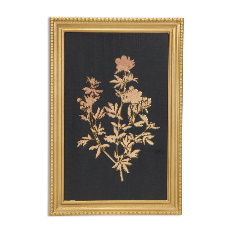 Décoration florale encadrée or Franziska - Fleurs de jardin