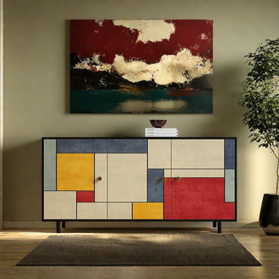 French Abstract Art Accent Cabinet