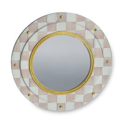 Rosy Check Round Enamel Wall Mirror