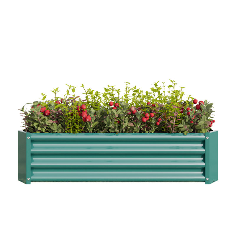 Metal Raised Garden Bed, Rectangle Raised Planter 4×2×1Ft For Flowers Plants, Vegetables Herb Veezyo Green, Green