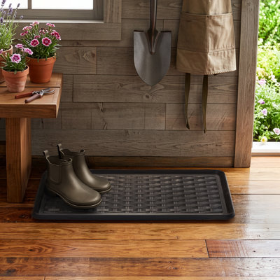 Plateau-bottes d'extérieur antidérapant en caoutchouc 32 po x 16 po Panama