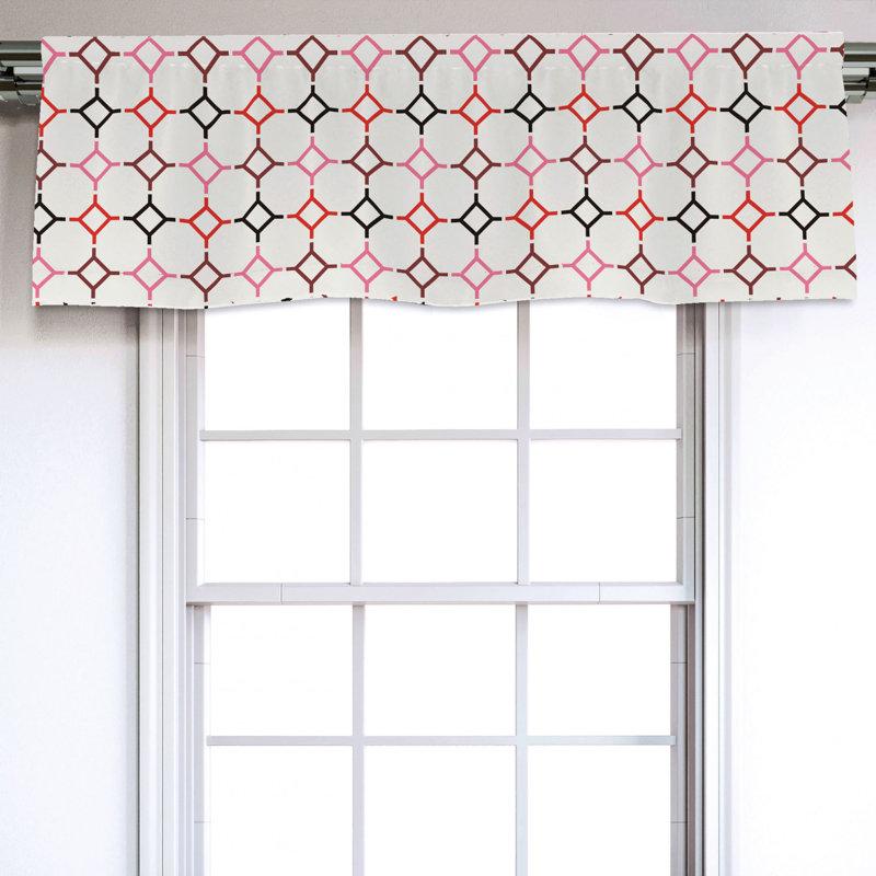 Sateen Geometric Ruffled Window Valance