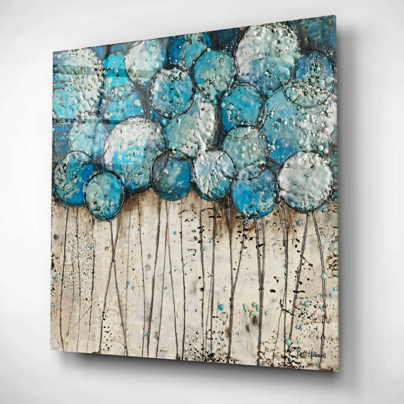 «Bubble Trees in Blue» par Britt Hallowell, art mural en verre acrylique, H 12 po x l 12 po x P 0,13 po