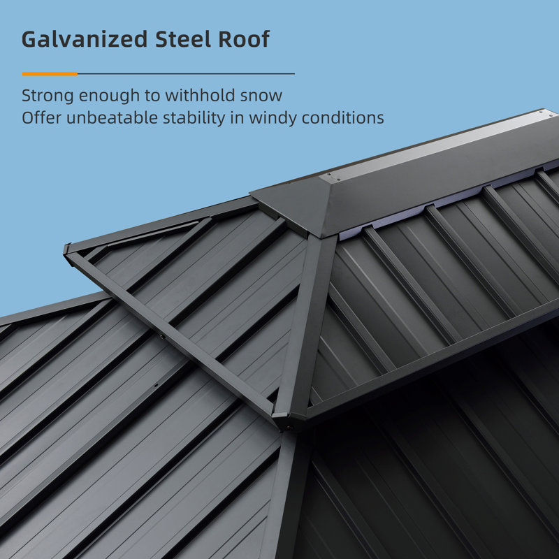 Metal Roof with Light 13 Ft. W x 10 Ft. D Aluminum Patio Gazebo