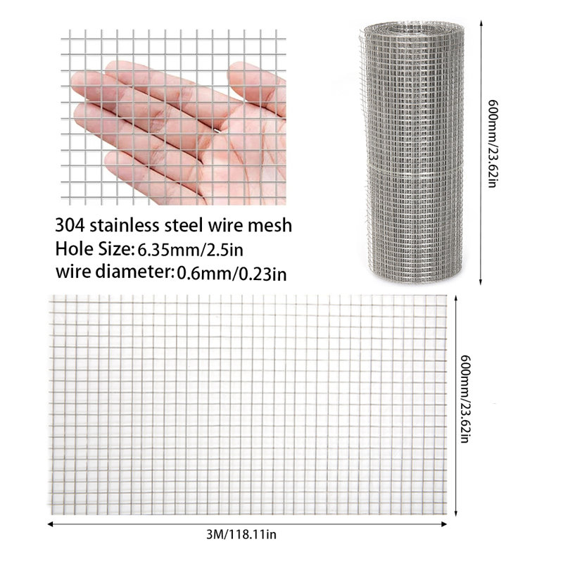304 Stainless Steel Fence Panels, 60cm H x 300cm W