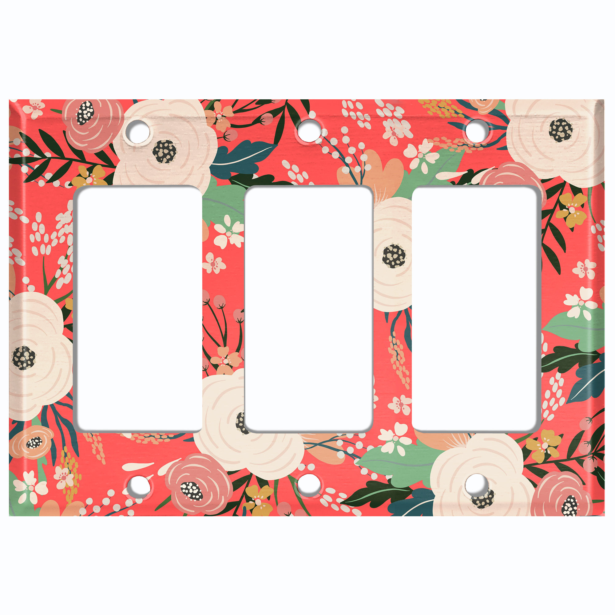 WorldAcc Patterned 3 - Gang Rocker Standard Wall Plate | Wayfair