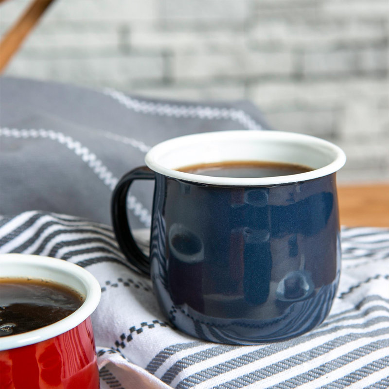 Enamelware Camping Mug, Black/White, 12