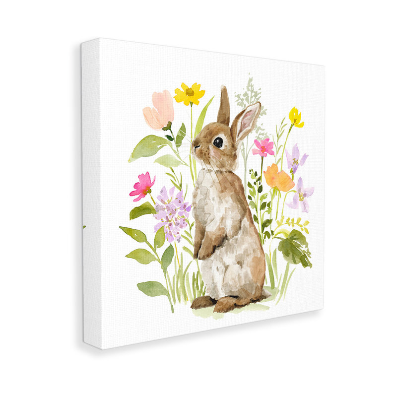 " Bunny In Spring Nature " by Victoria Barnes on Canvas, 30" H x 30" W