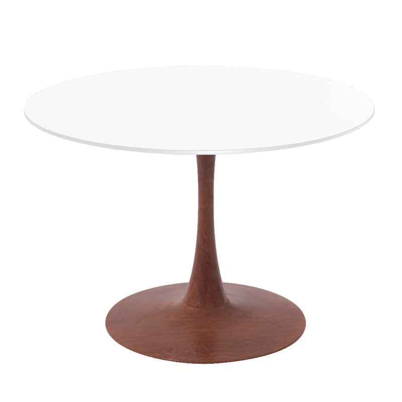 Hallett Round Dining Table With MDF Table Top And Steel Pedestal Base For Modern Kitchen And Dining Room, 29"H x 31"L x 31"W