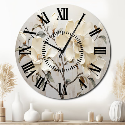 Horloge murale beige et verte Magnolias