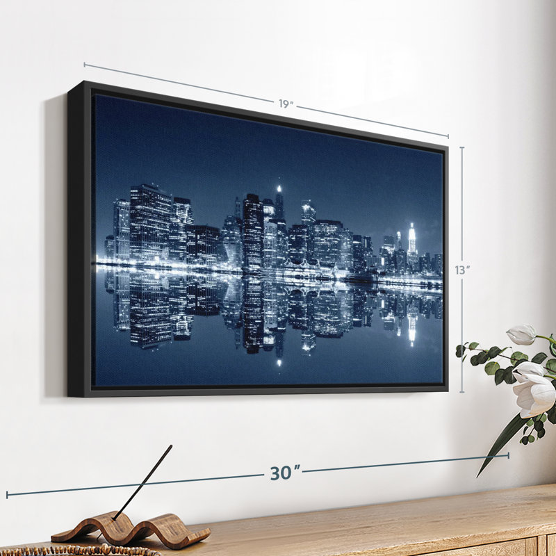 Impression sur toile illuminée NYC Skyline, H 13 po x l 19 po