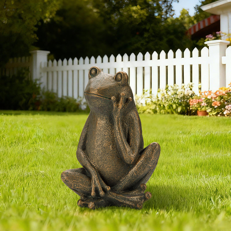 12''H MGO Bronze Sitting Frog Statue