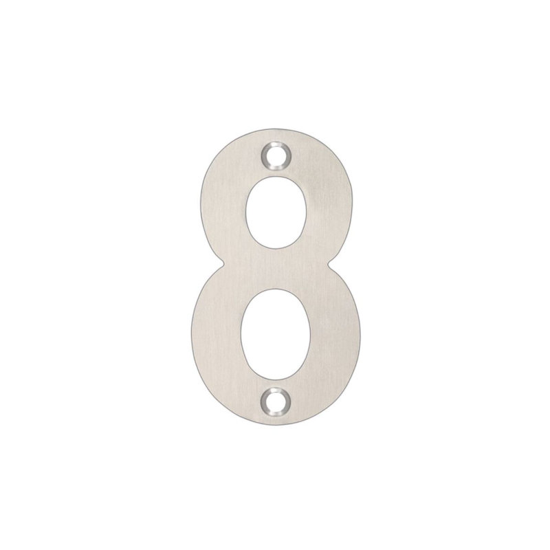 7.5cm H Stainless Steel House Number, Satin Stainless, 8