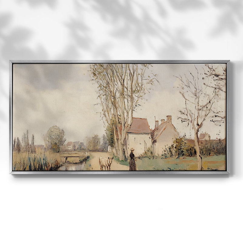 Paysage, série CLCL-XXIX, toile tendue avec châssis, prête à être accrochée, H 21 po x l 41 po, Argent argent