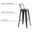 Ensemble de 2 tabourets de bar industriels, sièges de bar en métal d'une hauteur de 30 pouces avec dossier baquet, finition noire-130633193-130633195-130633196