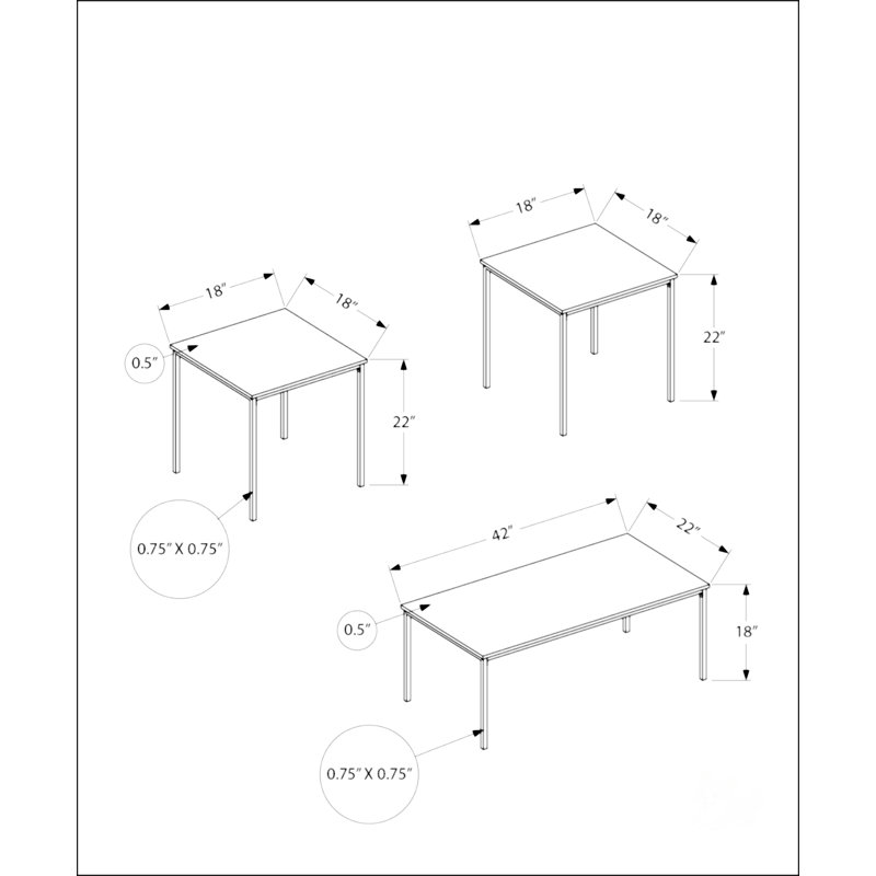 Ensemble de table avec structure en métal noir, Noir, noir, noir, noir