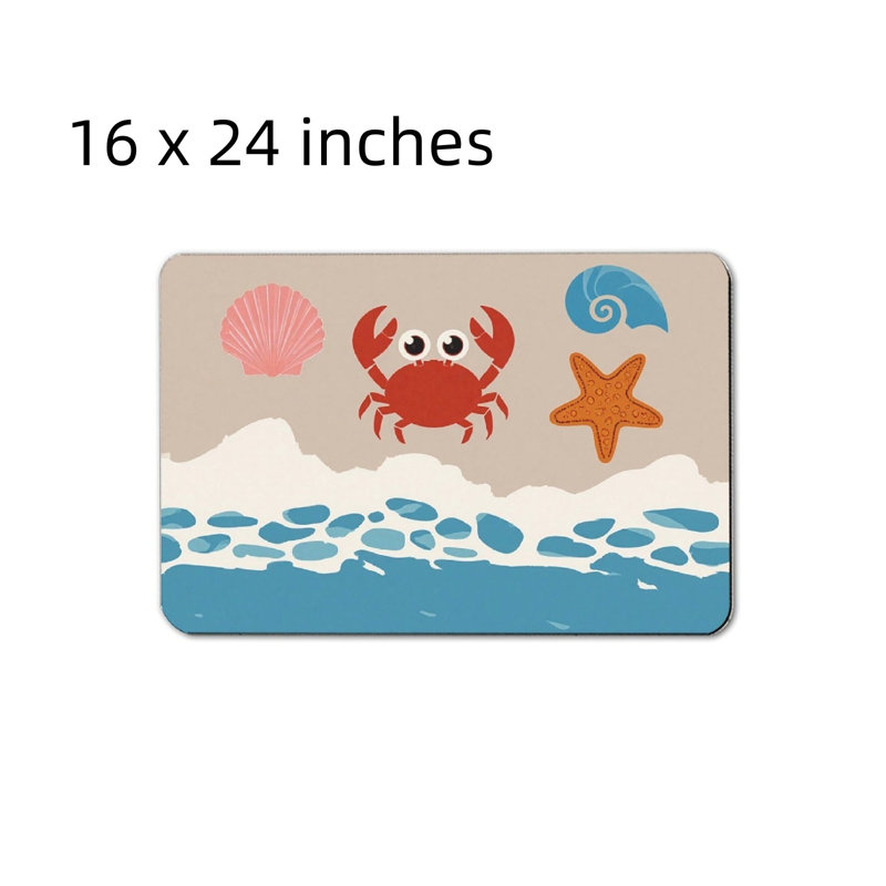 Tapis de bain Red Crab Shell Starfish pour salle de bain, 16 x 24