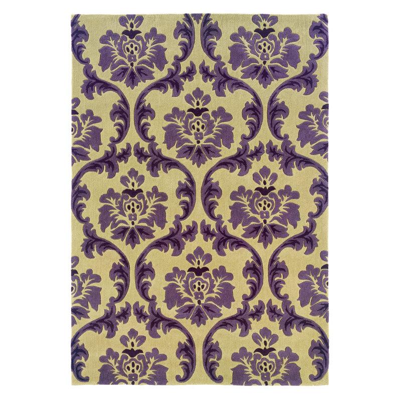 Equelle Handmade Rug Cream And Purple, Rectangle 5' x 7'