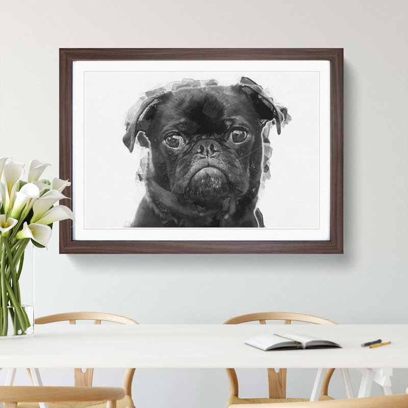 Pug Dog in Abstract - Framed Print, Walnut, 60cm H x 91cm W x 2cm D