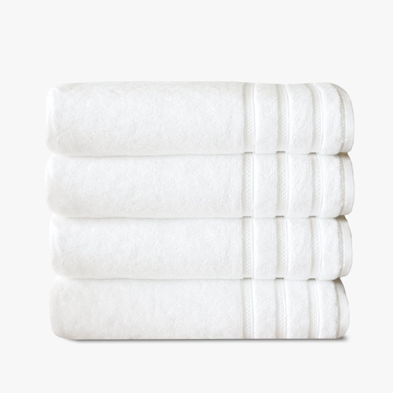 True Comfort White Cotton 4-Piece Bath Towel Set