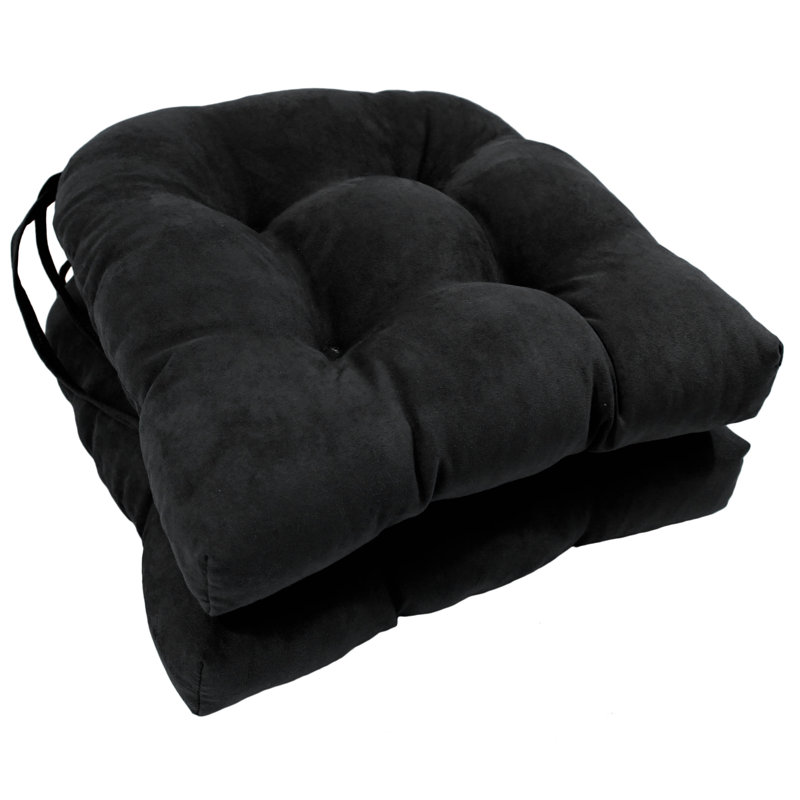 Coussin de chaise de salle à manger en microsuède pour l'intérieur, Noir