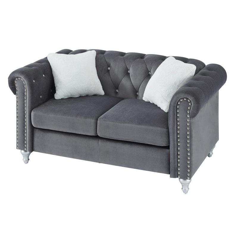 Causeuse Chesterfield Glory Furniture Raisa, Gris
