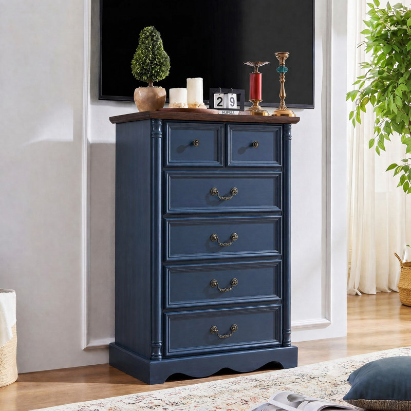 Commode 6 tiroirs Gulnaaz, Bleu
