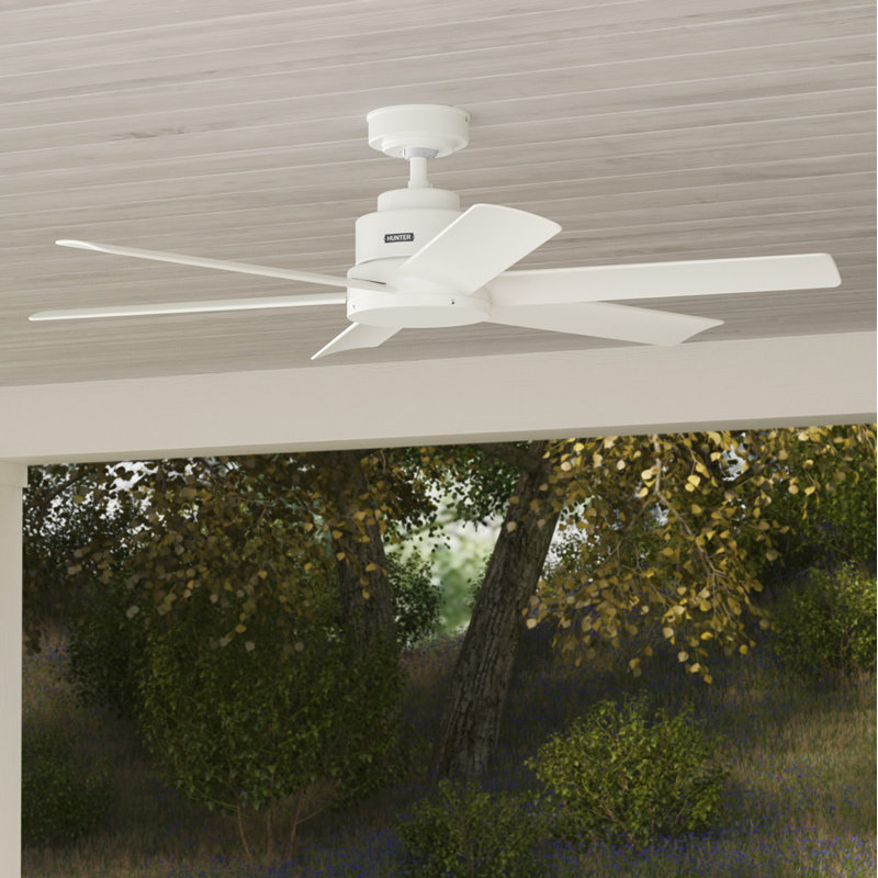 Kennicott 52" 6 - Blade Modern Outdoor / Indoor Ceiling Fan with Wall Control, Fresh White