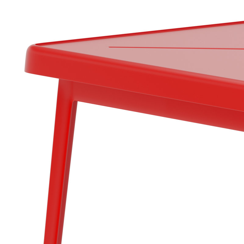 Giguere Commercial Grade 23.75" Square Metal Indoor-Outdoor Bar Height Table, Red