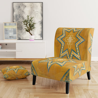 Fauteuil de chambre marocain à carreaux orange Collage I - Velours bohémien chic